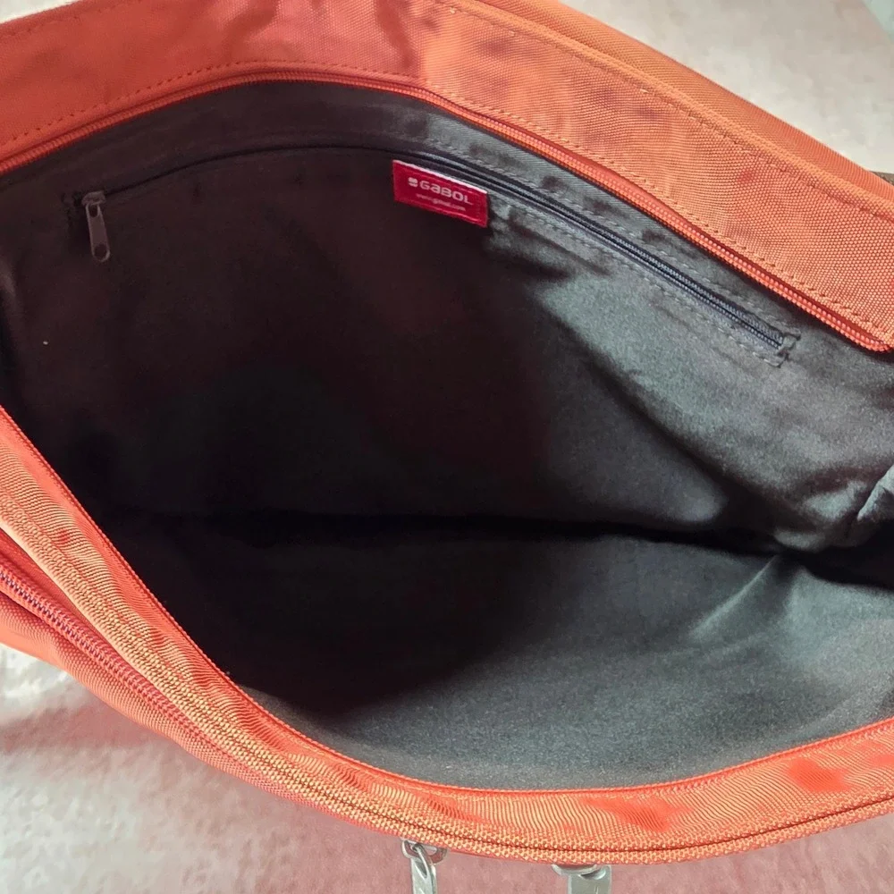 Gabol Spain Messenger Bag Leather Flap Orange Dark Brown Crossbody Adjustable